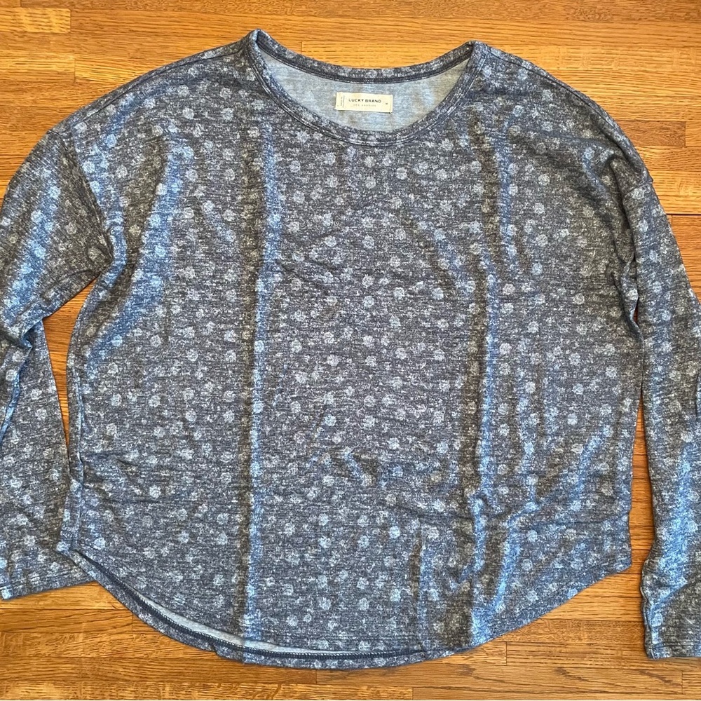 Lucky Brand Blue Patterned Long Sleeve Top